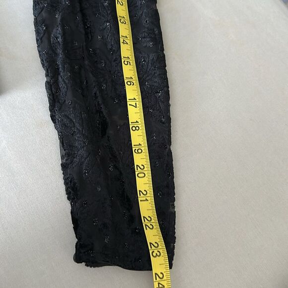 VTG Algo Boutique Velvet Peplum Blouse Sheer Floral Sleeves Sweetheart Size 9 - Picture 12 of 13